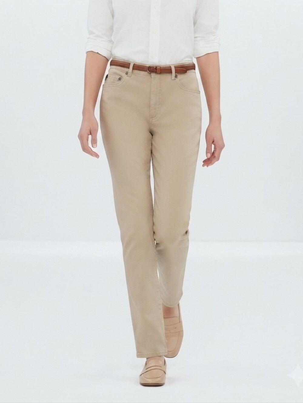 Lauren Jeans Co Ralph Lauren Khaki Beige Straight Leg Twill Pants Size 4